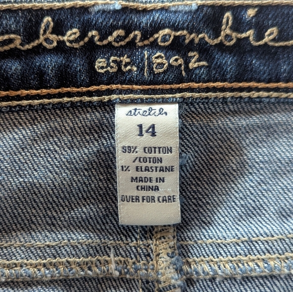 Abercrombie & Fitch Blue Denim Jean Mini Hip Skirt Stretchy Junior 14 Women's XS - Picture 2 of 5
